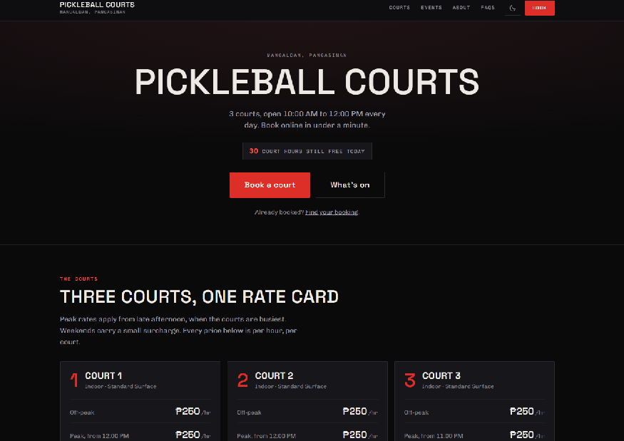 Court Booking dashboard
